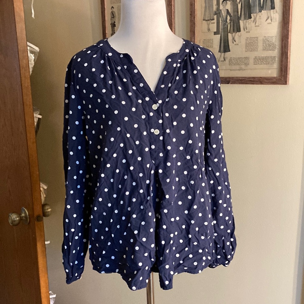 Old navy navy and white polka dot blouse size medium